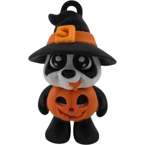 Pumpkin Panda – Halloween Witch Hat Panda Figurine – 3D Printed Articulated Panda – Fall Holiday Decoration – Approx. 3 Inches Tall