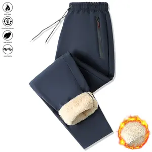 Men'S Thickened Fleece-Lined Joggers - Sporty Casual Pants with Elastic Waistband & Cuffs, Non-Stretch Fabric, Side Pockets for Running, Gym, Outdoor Activities