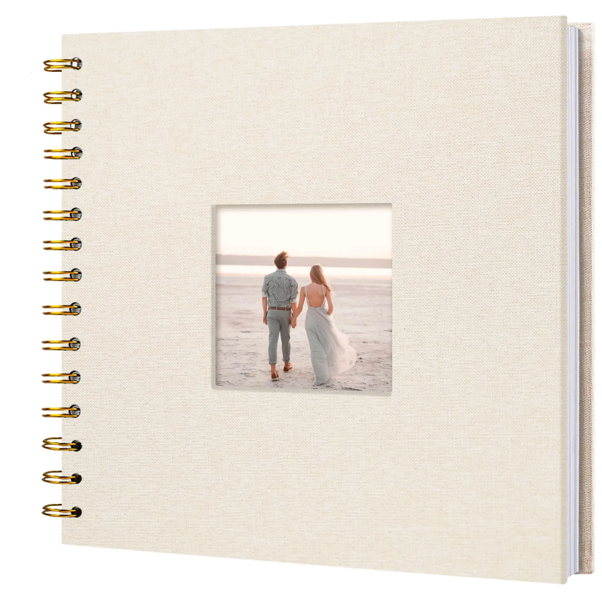 8 x 8 Inch Scrapbook Photo Album Linen Cover 20 Sheets/ 40 Pages, Hardcover Kraft White Pages Memory Book, for Travel Wedding Guest Book Christmas Baby Shower Fits 4x6 & Instant Photos, Beige
