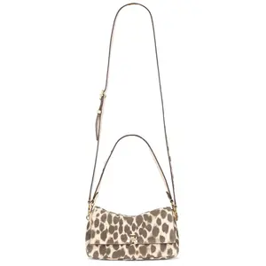 Tory Burch Charlie Suede Small Shoulder Bag in Leopard Spots