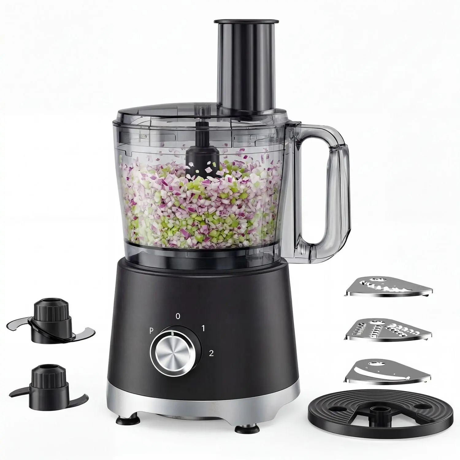 Food Processor 10.5 Cup with 5 Stainless Steel Blades, Vegetable Chopper for Slicing Shredding Chopping Kneading, Dishwasher Safe Food Grinder for Smoothie Dough
