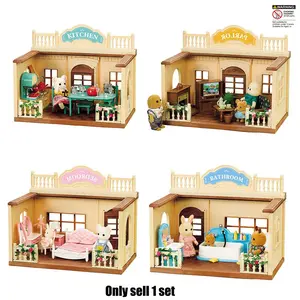 1/12 Scale Dollhouse with Furniture and Animal Figurines, Miniature Forest Home Set, Ideal Birthday Gift for Kids Aged 3+