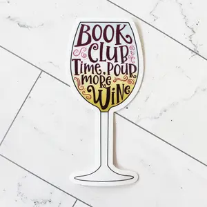 Book Club Wine sticker · wine glass bookish decal design vinyl sticker