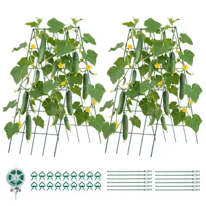 VEVOR Cucumber Trellis 4 Pack, A-Frame Garden Trellises for Raised Bed, Metal Rustproof Coating Plant Support for Vine, Climbing Plants, Peas, Beans, Zucchini, Tomato, Flower (38.98 x 15.75 in x 4PCS)