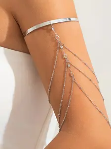 Women's Crystal Tassel Arm Ring, Multi-Layer Bikini Rhinestone Upper Arm Bracelet, Adjustable Stacking Simple Arm Band, Jewelry