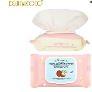 Kevin & Coco Scented Coconuts Makeup Wipes - 25 Facial Cleansing Tissues with Coconut Plant Extract for Gentle Face & Eye Remover