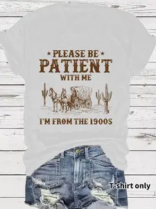 Women's Vintage Letter Print T-Shirt, Ladies Summer Outfit, Gift For Women, Mothers Day Gift, Mothers Day Shirt, Full Size, Full Color Comfort Cotton