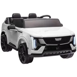 2-Seater Ride on Truck, 12V 10AH Cadillac Escalade IQ 2025 Licensed Kids Electric Car with Remote Control, 4 Spring Suspension Wheels, LED Lights, Music Horn, White