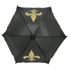 Black Umbrella with Metallic Gold Fleur De Lis 14.5" (Each)