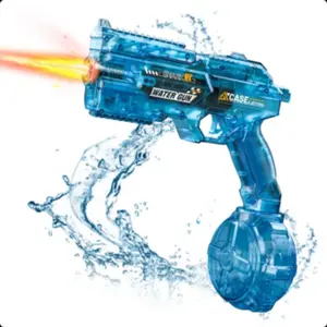 Large Capacity Transparent Electric Water Gun, Automatic Continuous Fire, 8 Meter Range, Mechanical Transformation, Light Sound Effects, Automatic Squirt Guns