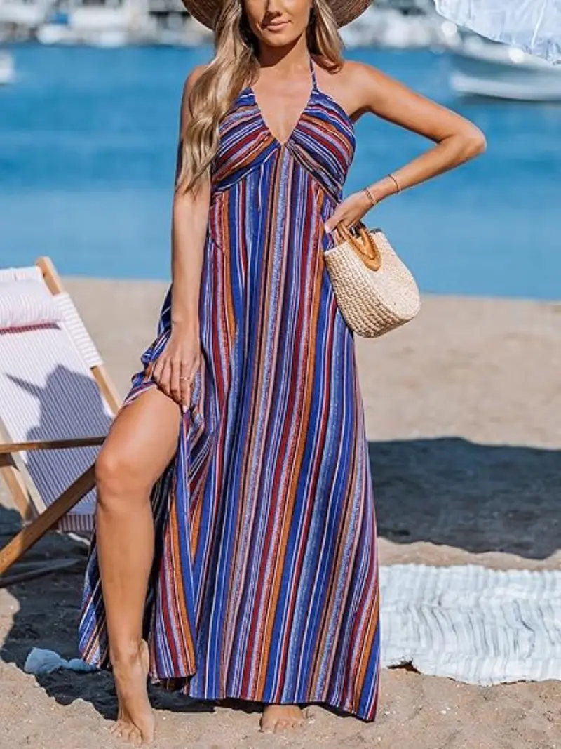 sachin and babi light blue dress Corinne White Striped Hollow Out Midi Bandage Dress