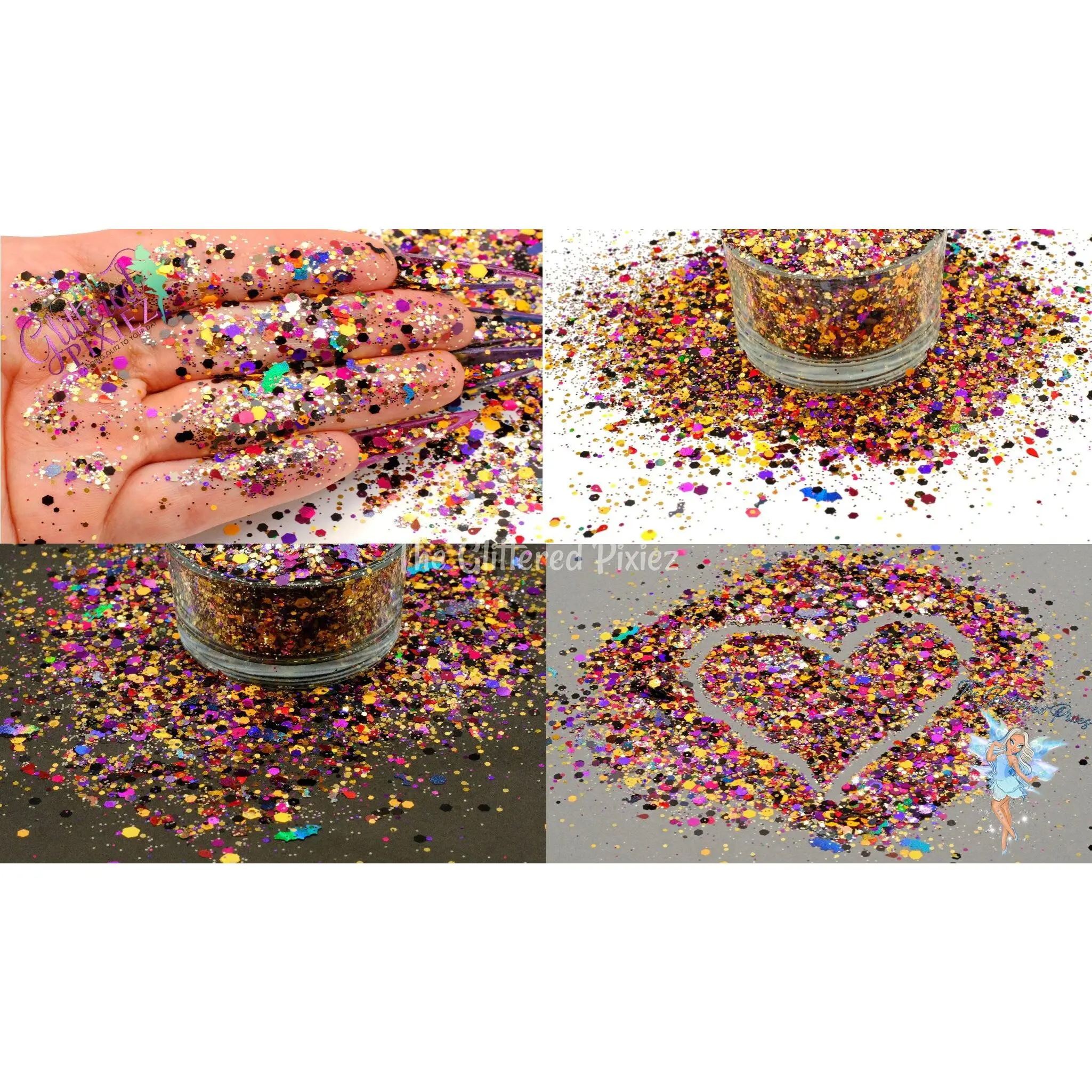 FRIGHT NIGHT glitter mix Fun 80's Halloween Inspired cute Glitter for Nail art Hair Face Body Tumblers Craft supply Resin & freshie supply