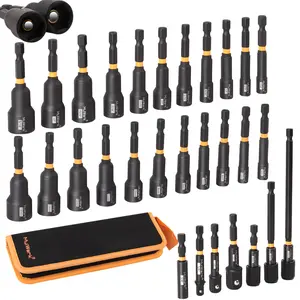 MulWark 29-Piece Magnetic Impact Nut Driver Set Metric & SAE with Socket Adapters, Bit Holder, Wing Nut Driver, Universal Sockets, Quick Release Extension, Power Bits toolbox screwdriver set,Suitable for car and bicycle repair