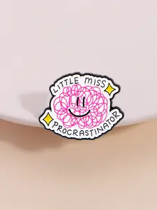 Little Miss Procrastinator Badge with Brain Design, Humorous Cute Zinc Alloy Pin for Lazy Individuals, Funny Office Gift Idea, Fashion Accessory