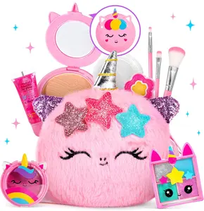 Summer Gift Kids Real Makeup Kit for Little Girls - Real, Non Toxic, Washable Make Up Toy - Umicorn Toys Gift for 3 4 5 6 7 8 9 10 12 Years Old Girls Birthday (Mini Pink Umicorn)