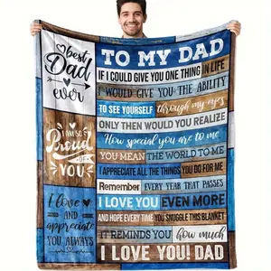 A Envelope Print Flannel Blanket, All-Season, Warm, Comfortable, And Soft Throw Blanket, Suitable For Sofa Bed Couch Camping Travel, The Best Gift For Dad Square Blanket