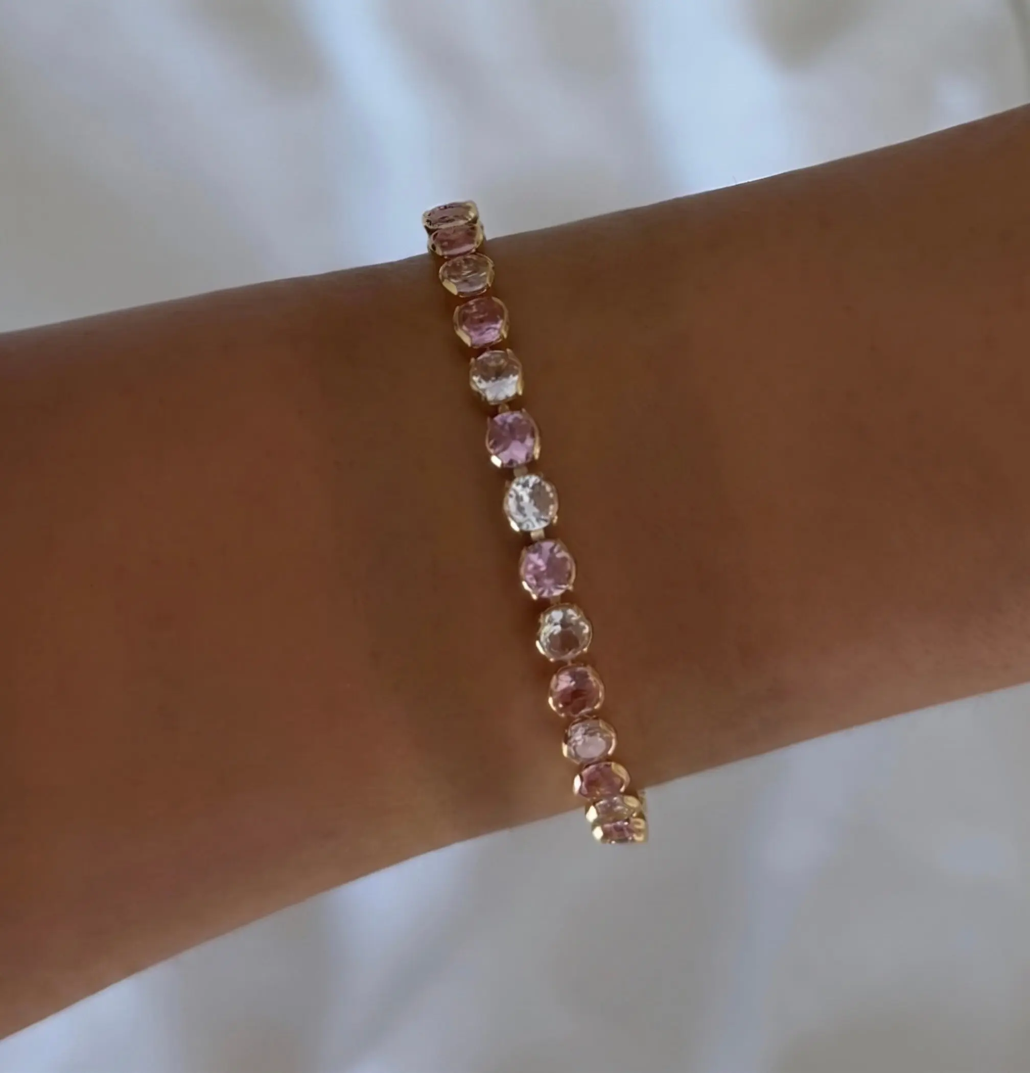 EVRY JEWELS Gold or Silver Plated Women's High-Shine Tennis Bracelet