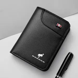 PU Leather Car Logo Men's Wallet, Coin ID Credit Card Holder, Compatible with Ford Bronco Stline Focus Mk2 Mk3 Mk4 Mustang Gt Shelby Mondeo, Car Logo Design