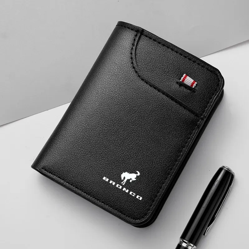 PU Leather Car Logo Men's Wallet, Coin ID Credit Card Holder, Compatible with Ford Bronco Stline Focus Mk2 Mk3 Mk4 Mustang Gt Shelby Mondeo, Car Logo Design