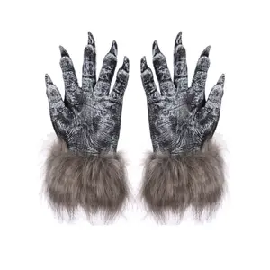 Halloween werewolf gloves Ghost Festival horror wolf gloves long hair beast gloves vinyl wolf gloves manufacturers