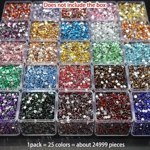 24,999 Pieces 25Colors Flat Water Diamonds 3mm Round 5D Resin Diamonds for DIY Diamond Art Nail Decorations Handmade Keychain Coasters Multi-Functional Shiny Accessories No Bo