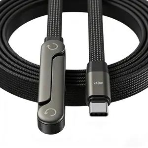 2-in-1 Invisible Stand Charger Cable | 240W Super Fast Charging, USB-C to USB-C with Foldable Stand, Compatible with iPhone & Samsung, Perfect for Gaming, Office & Car Travel
