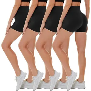 4 Pack Biker Shorts for Women High Waist - 5"/8" Tummy Control Soft Athletic Yoga Workout Running Gym Shorts