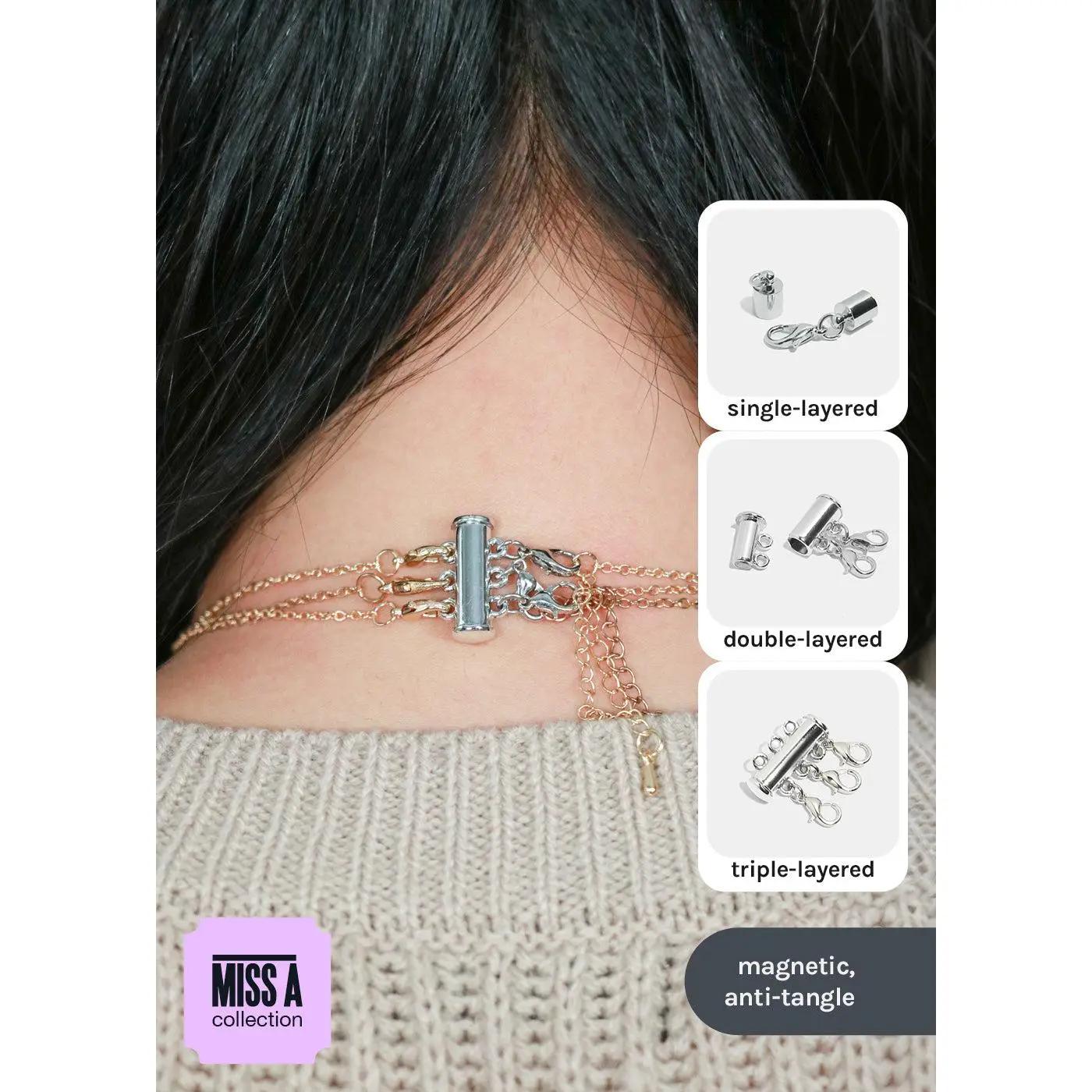 Miss A Necklace Clasp - Silver