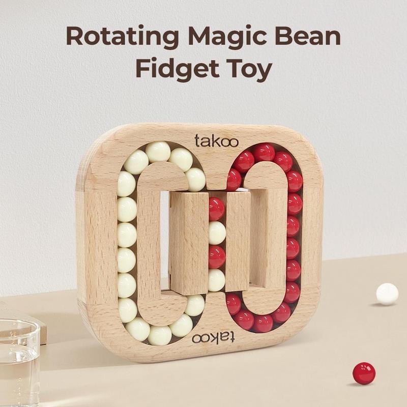 Takoo Rotating Magic Bean Fingertip, Rotating Magic Bean Fingertip Wood Puzzles, Funny Bean Brain Teaser, Cube Rotating Puzzle Fidget Toys