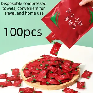 100 pieces of compressed towels, convenient to carry, individually packaged, thick face towels, suitable for both dry and wet use, suitable for home, travel and camping use