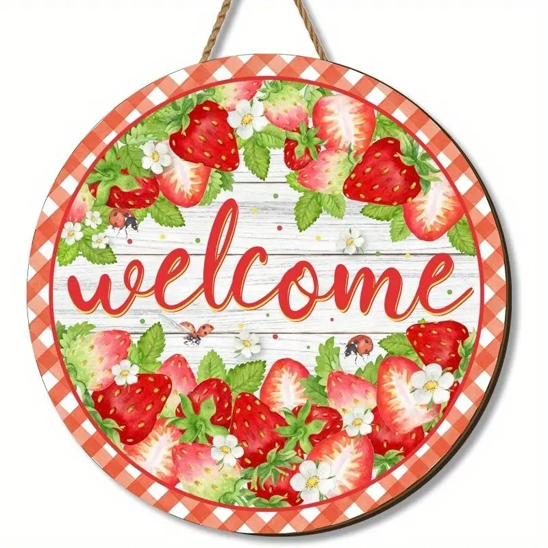 Strawberry Decoration Spring Summer Hanging Sign, Strawberry Cake Door Decor, First Birthday Party Home Decor, Simple Life Style, Decorative Ornament, Decorative Hanging Ornaments