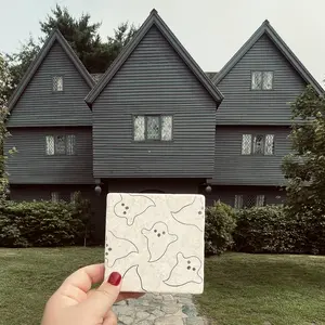 Ghost Halloween Marble Coasters-  Set of 4