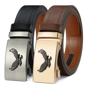 Male Heavy Duty Classic Automatic Ratchet Leather Belt, Sleek Eagle Relief Buckle, Sturdy Versatile Fashion Accessory, Ideal Gift for Father’s Day, Valentine’s Day summerwins