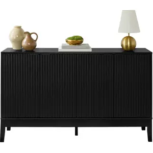 Best Choice Products 4-Door Reeded Storage Cabinet w/ Soft-Close Doors, Multipurpose Accent Furniture