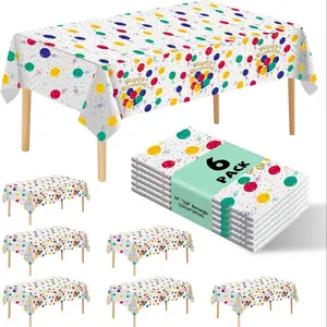 6-piece disposable balloon-shaped tablecloth for birthday parties, disposable PEVA tablecloth, 137×274cm, suitable for all kinds of parties, various festivals, birthday parties, Thanksgiving Day, Christmas, family dinners.