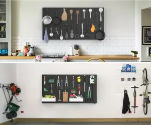 Wall Mounted Metal Pegboard 2 Pack Multiuse Organizer Space Saving Storage Solution Wall Mounted Metal Pegboard 2 Pack Multiuse Organizer Space Saving Storage Solution