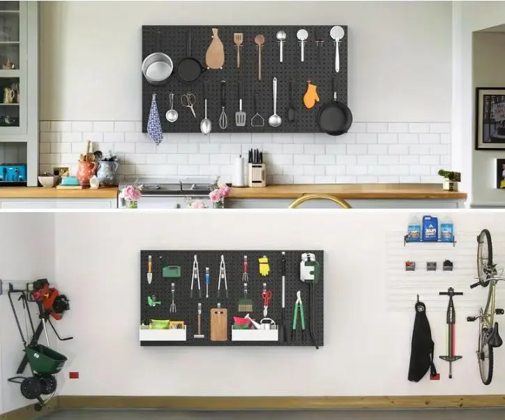Wall Mounted Metal Pegboard 2 Pack Multiuse Organizer Space Saving Storage Solution