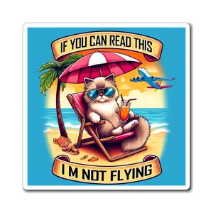 Custom Ragdoll Kitten Graphic Refrigerator Magnets - 'If You Can Read This, I'm Not Flying' Design, Strong White Matt Vinyl, Black Magnetic Backing, for Home Supplies, Home Decor