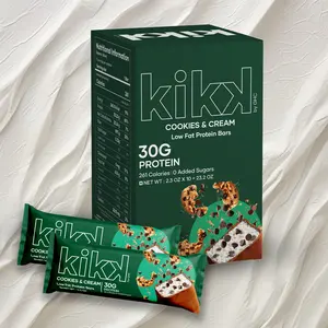 Kikk High Protein Bars Cookies & Cream Flavour | 30g Protein | 261 Calories | Pack of 10