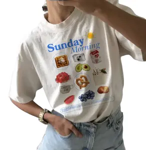 Sunday Morning Graphic Tee Aesthetic Crewneck Shirt Trendy Crewneck Graphic Shirt Breakfast Club Graphic Tee Y2k Shirt Aesthetic Shirt Women, Summer Fruit T-Shirts, Summer Trend Shirts, Cool Material T-Shirts, T-Shirts