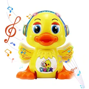 Kids Toddler Electric Dancing Duck Robot Toy, Light-Up Music Acrobatic Crawling Walking Toy, Cute Preschool Educational Musical Toy for Boys Girls Baby, Holiday Birthday Gift