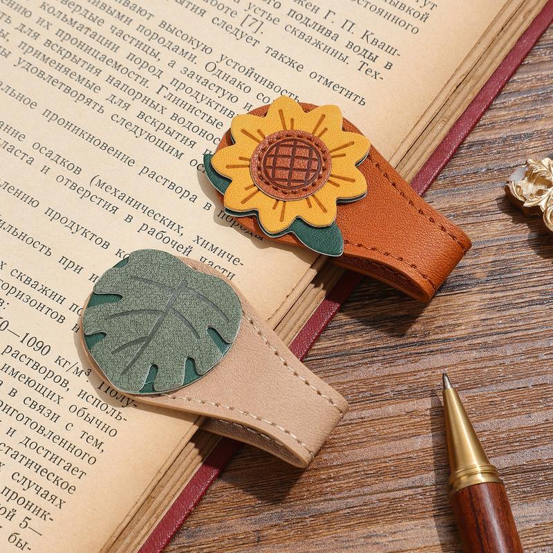 Vintage Magnetic Leather Bookmark, Leather Magnetic Bookmarks for Women, Magnetic PU Bookmarks Clip Book Accessories