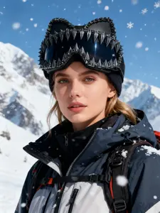 Punk Style Large Frame Cat Ear Ski Goggles, Adjustable Elastic Strap, Windproof Snowboard Mask, Outdoor Sports Eyewear