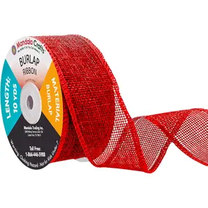 Mandala Crafts Red Burlap Ribbon 1.5 Inches Wide Jute Ribbons for Crafts - 20 Yds Roll Rustic Burlap Wrap Trim Ribbons for Wreaths Bows Wedding Party Decoration