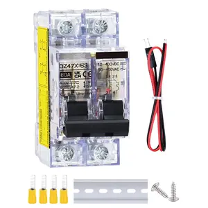 AC DC Miniature Circuit Breaker,60 Amp 12-240V 2 Pole Remote Controll by Signal Tripping,DIN Rail Mount Solar Disconnect