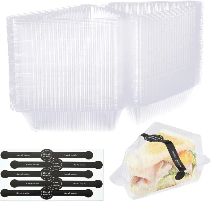 200 Pcs Cake Slice Containers with Lids Clear Plastic, Individual Disposable Triangle Cake Boxes for Tres Leches, Desserts