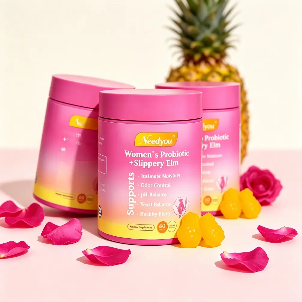 Her Juicy Gluten-Free Feminine Wellness Probiotics Gummies – All-Natural Slippery Elm, Prebiotic Fiber & Lactobacillus Complex Support Gentle pH Balance & Intimate Dryness Relief, Hawaiian Pineapple 60 Count