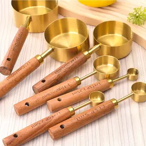 8-Piece Stainless Steel & Wood Measuring Spoon Set, Dual Engraved Measurement, Heavy-Duty Stackable Kitchen Tools for Baking, Coffee, Cooking