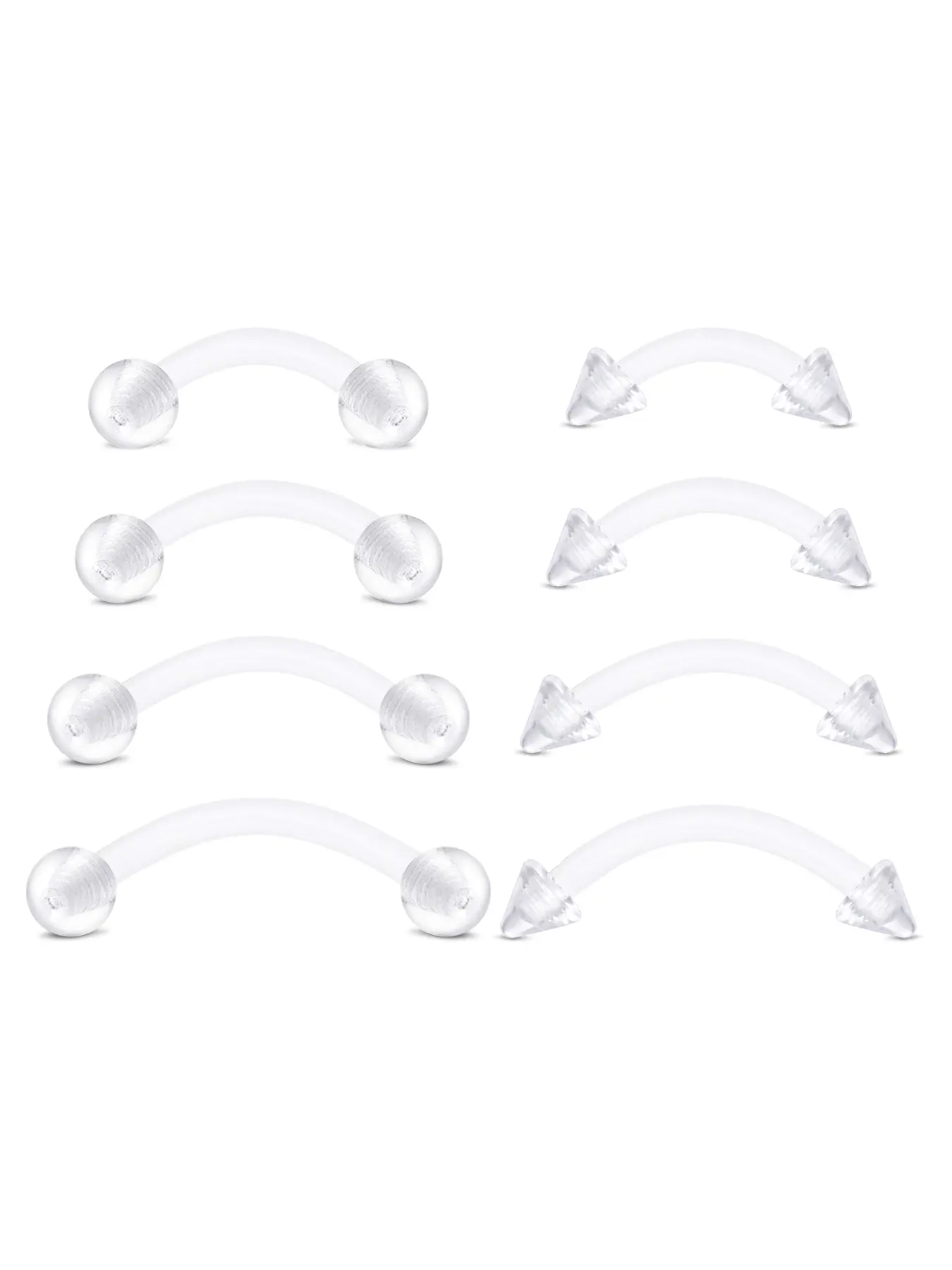 16Gauge Clear Bioflex Plastic Eyebrow Studs for Work Invisible Tragus Helix Cartilage Piercing Conch Earrings Rook Piercing Retainers for Surgery 6mm 8mm 10mm 12mm Body Piercing Jewelry