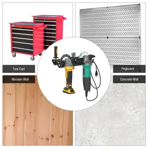 Angle Grinder Holder - 2 Bay Angle Grinder Rack/Stand Storage Rack with Cord Hanger, Wall mount Bracket for Cutters Polishers, Garage Tool Storage and Workspace